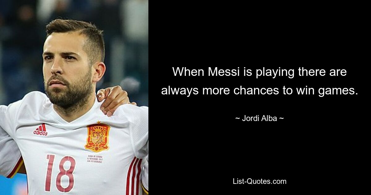 When Messi is playing there are always more chances to win games. — © Jordi Alba