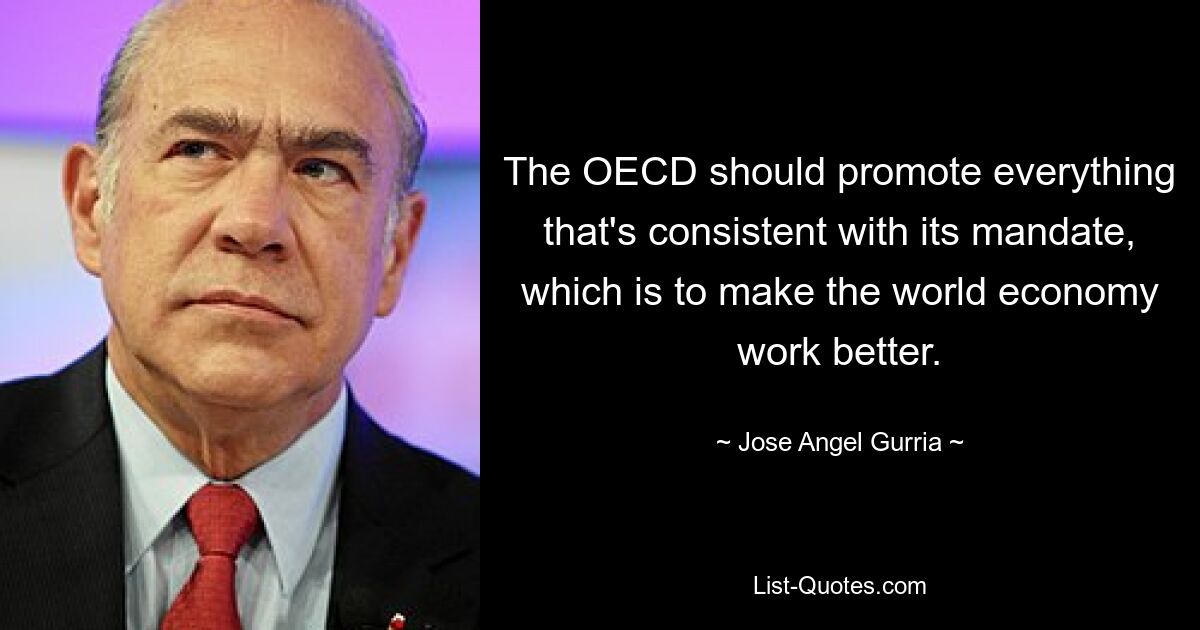 The OECD should promote everything that's consistent with its mandate, which is to make the world economy work better. — © Jose Angel Gurria