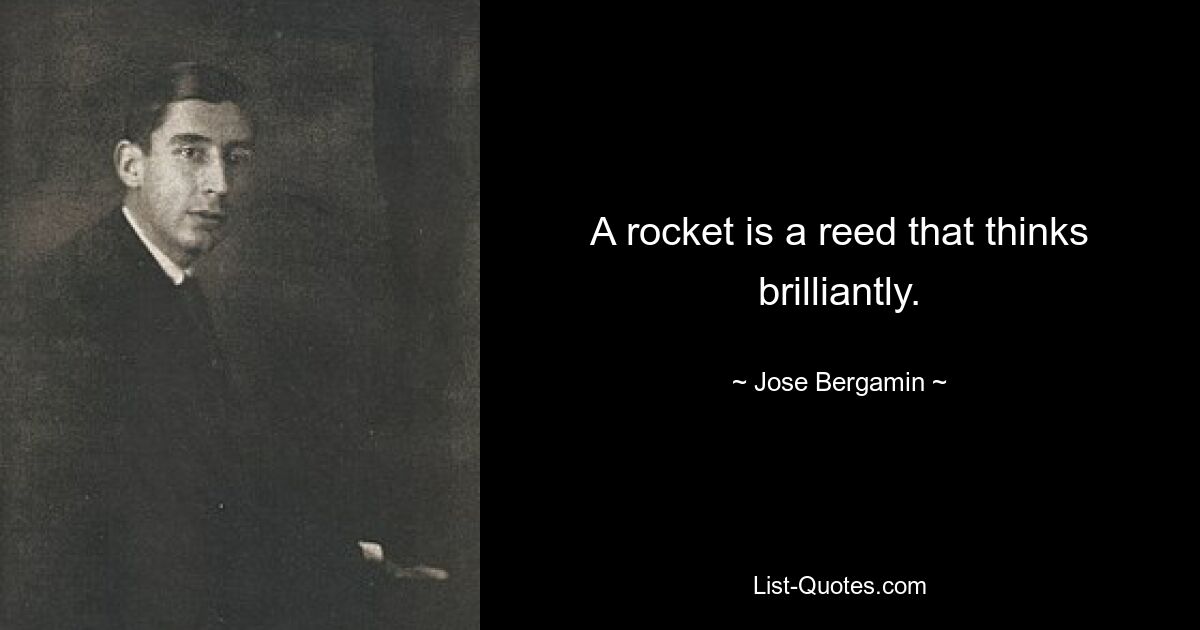 A rocket is a reed that thinks brilliantly. — © Jose Bergamin