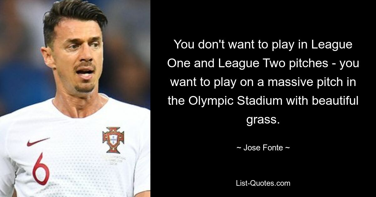 You don't want to play in League One and League Two pitches - you want to play on a massive pitch in the Olympic Stadium with beautiful grass. — © Jose Fonte