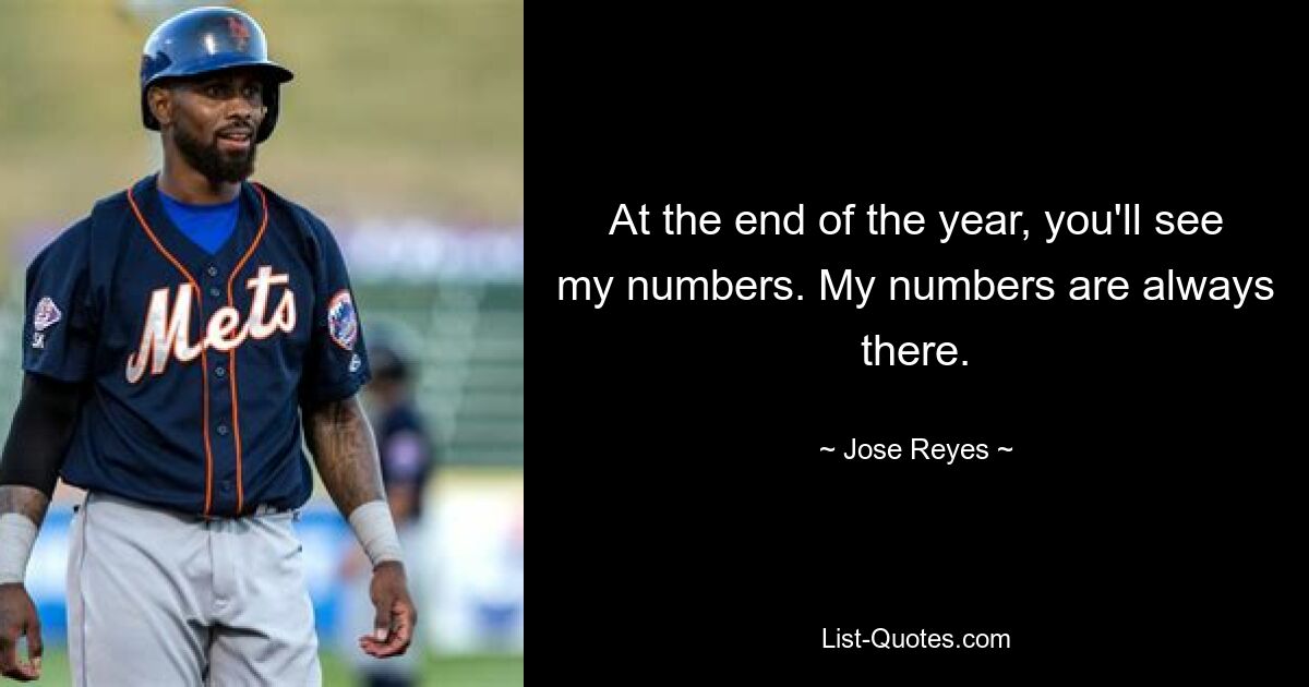 At the end of the year, you'll see my numbers. My numbers are always there. — © Jose Reyes