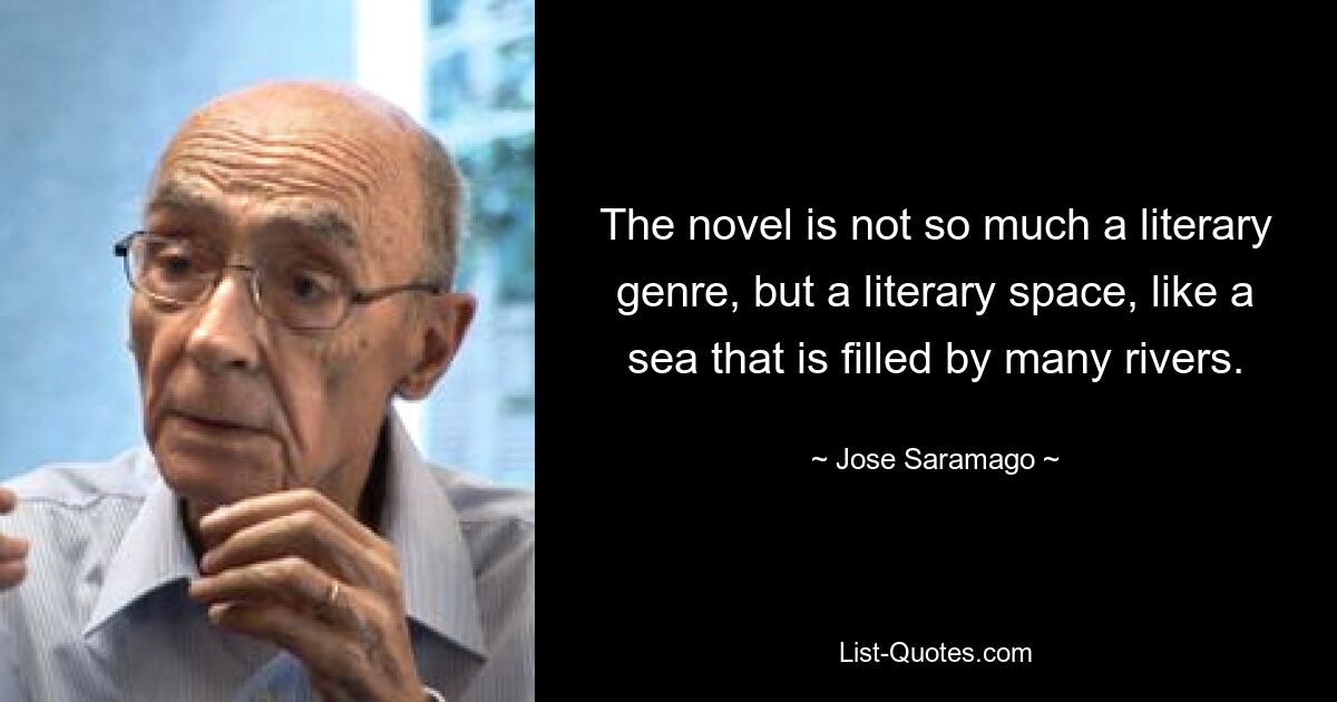 The novel is not so much a literary genre, but a literary space, like a sea that is filled by many rivers. — © Jose Saramago