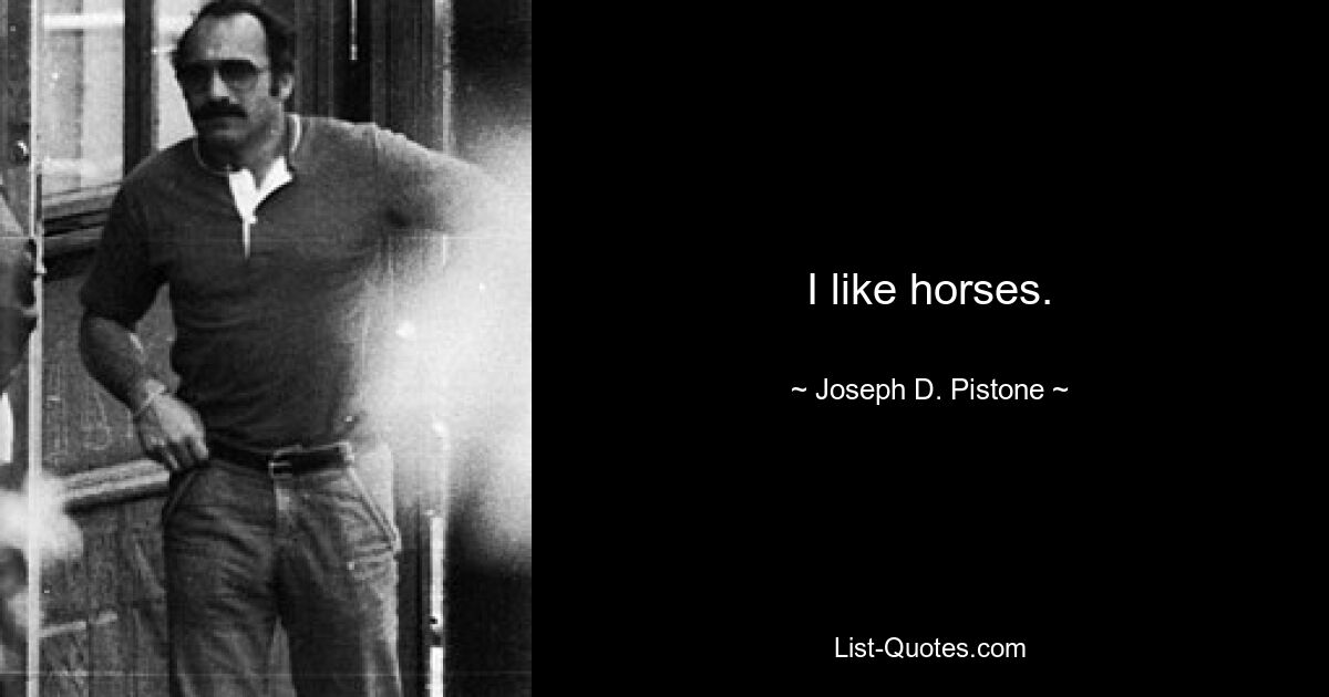 I like horses. — © Joseph D. Pistone