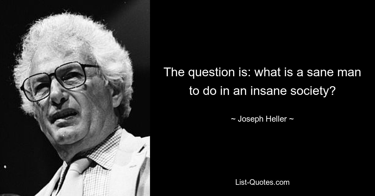 The question is: what is a sane man to do in an insane society? — © Joseph Heller