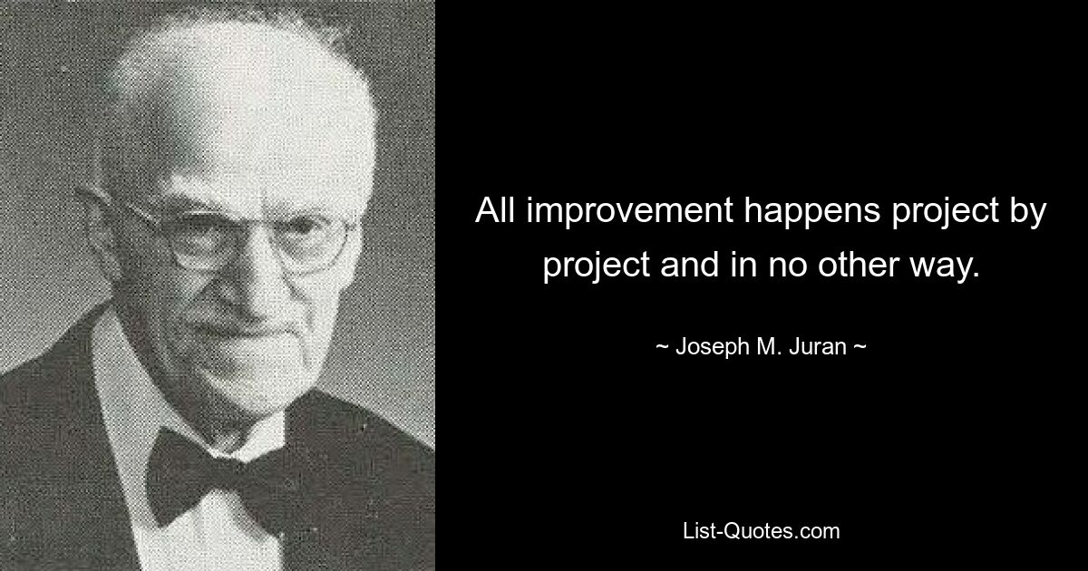 All improvement happens project by project and in no other way. — © Joseph M. Juran