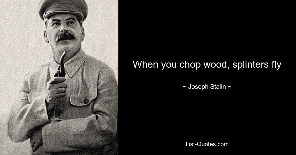 When you chop wood, splinters fly — © Joseph Stalin