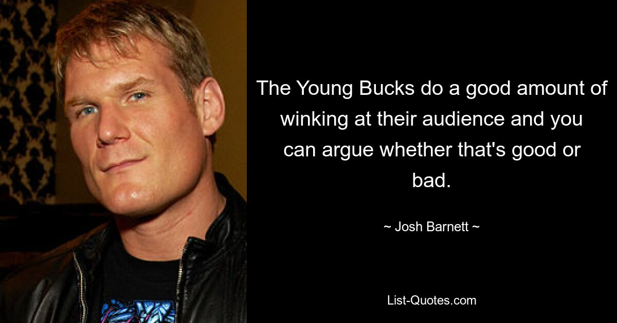 The Young Bucks do a good amount of winking at their audience and you can argue whether that's good or bad. — © Josh Barnett