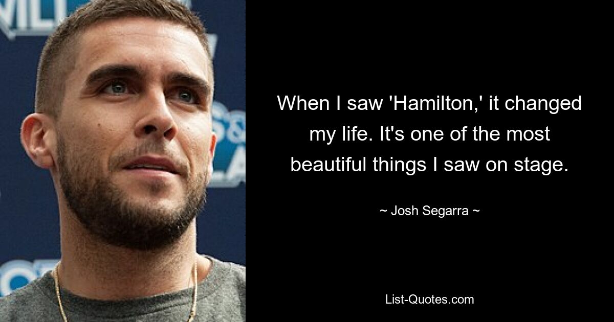 When I saw 'Hamilton,' it changed my life. It's one of the most beautiful things I saw on stage. — © Josh Segarra