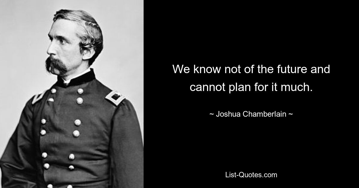 We know not of the future and cannot plan for it much. — © Joshua Chamberlain