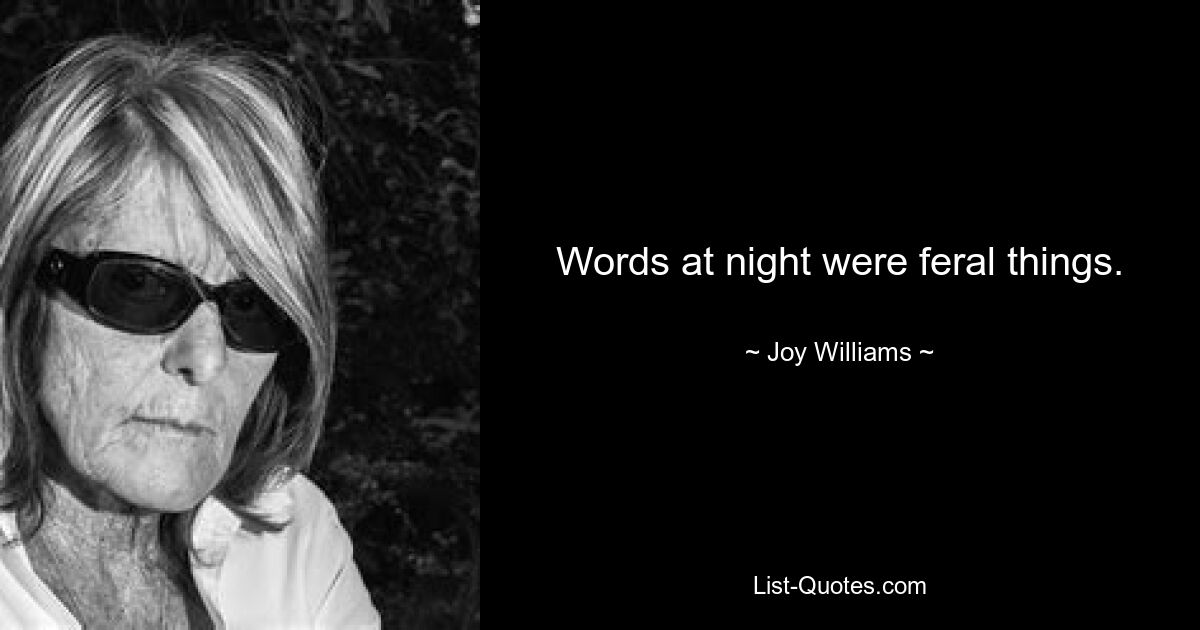 Words at night were feral things. — © Joy Williams