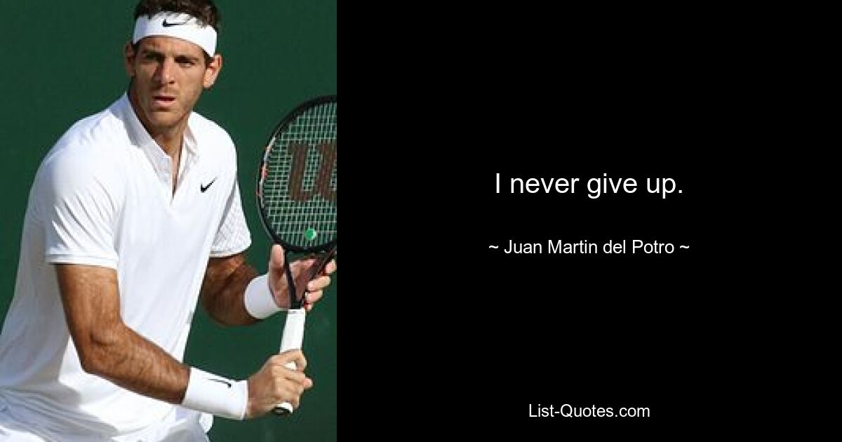 I never give up. — © Juan Martin del Potro