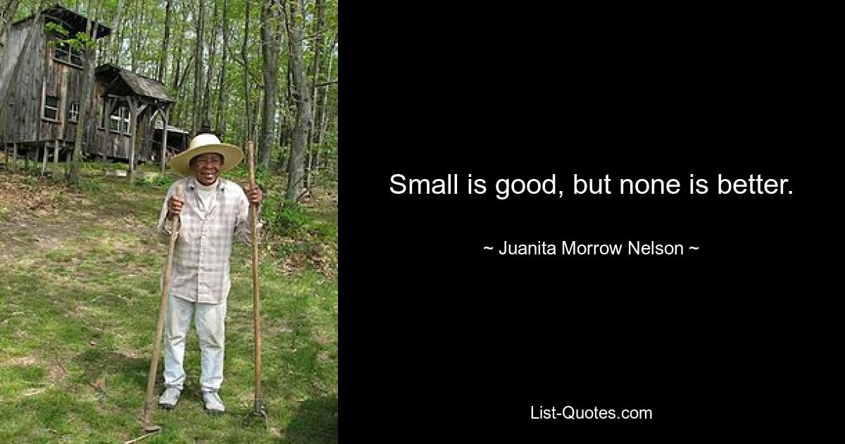 Small is good, but none is better. — © Juanita Morrow Nelson