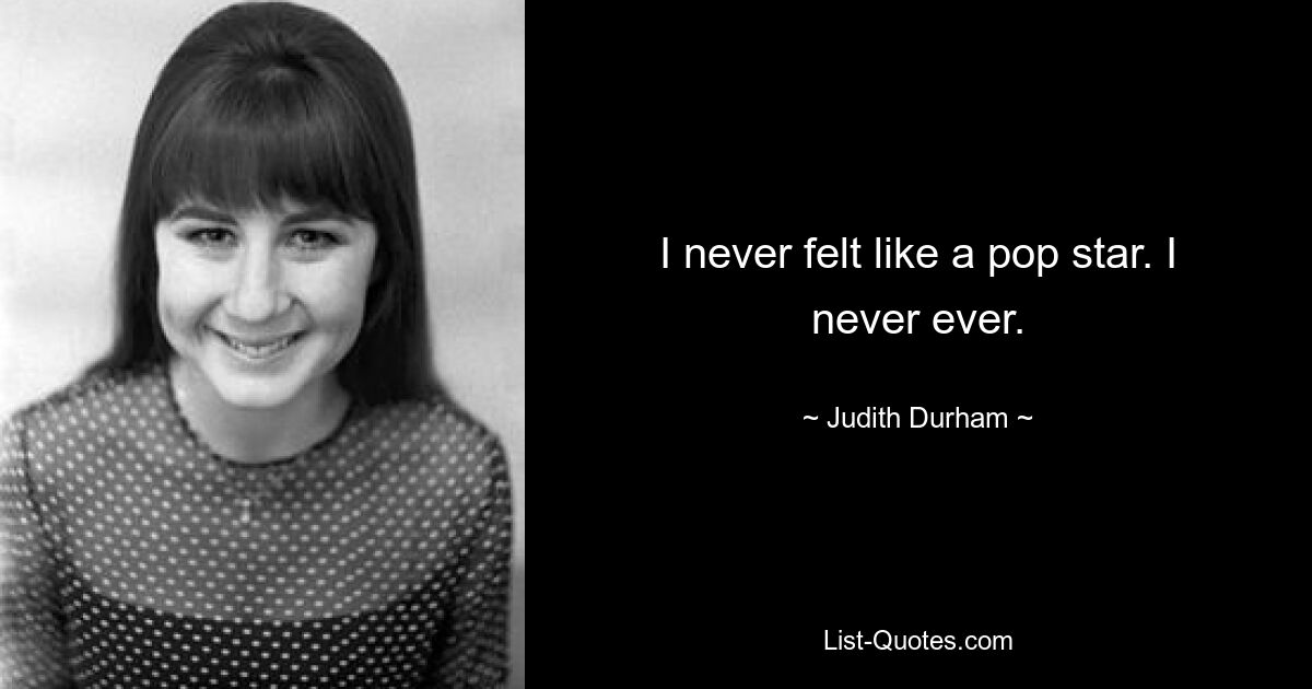 I never felt like a pop star. I never ever. — © Judith Durham