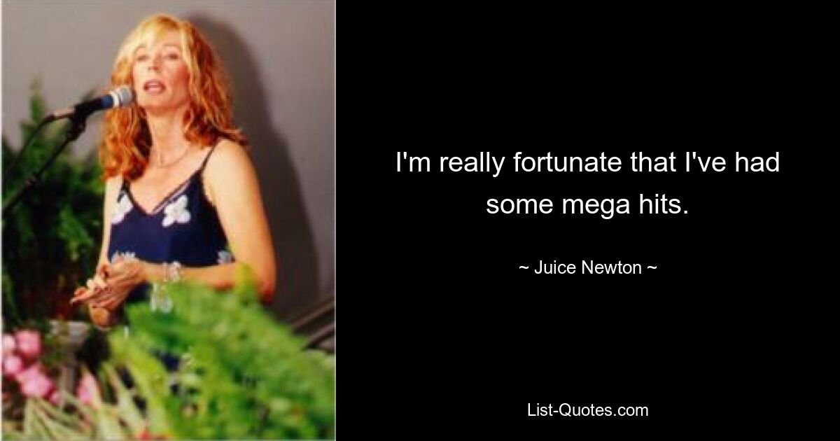 I'm really fortunate that I've had some mega hits. — © Juice Newton