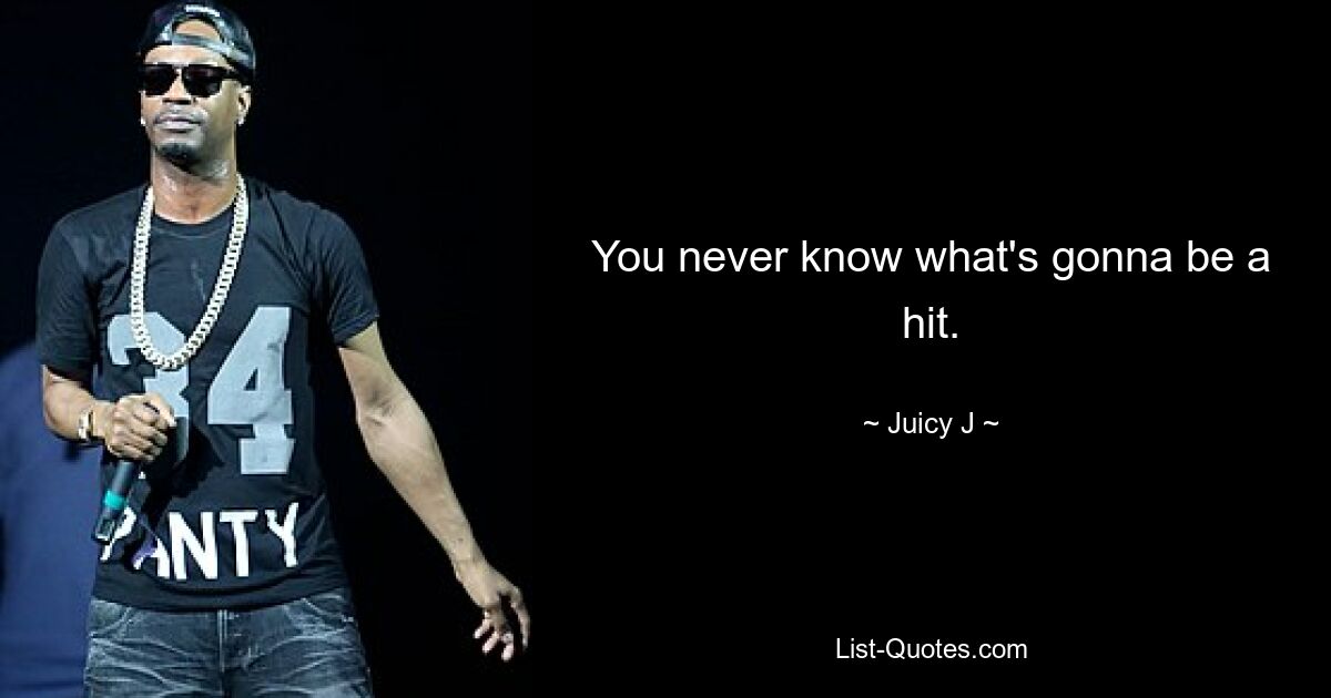 You never know what's gonna be a hit. — © Juicy J