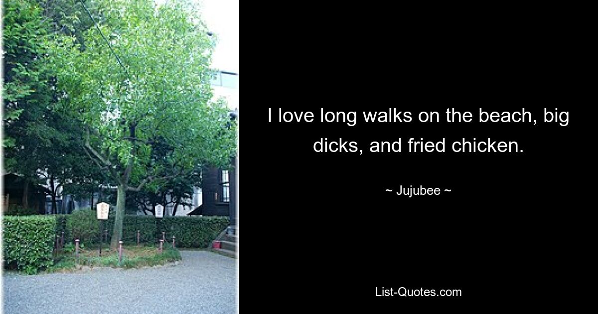 I love long walks on the beach, big dicks, and fried chicken. — © Jujubee