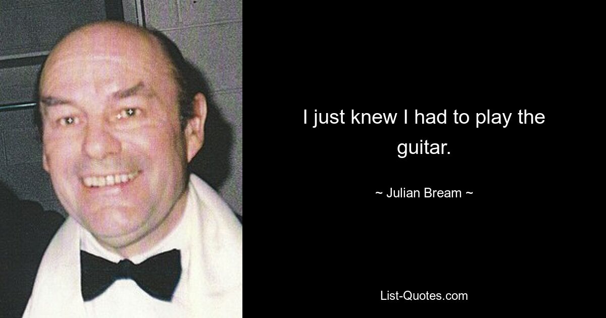 I just knew I had to play the guitar. — © Julian Bream