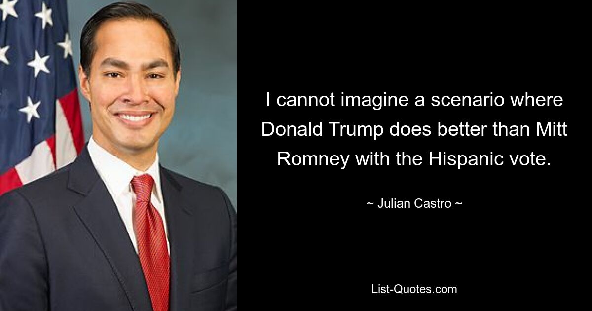 I cannot imagine a scenario where Donald Trump does better than Mitt Romney with the Hispanic vote. — © Julian Castro