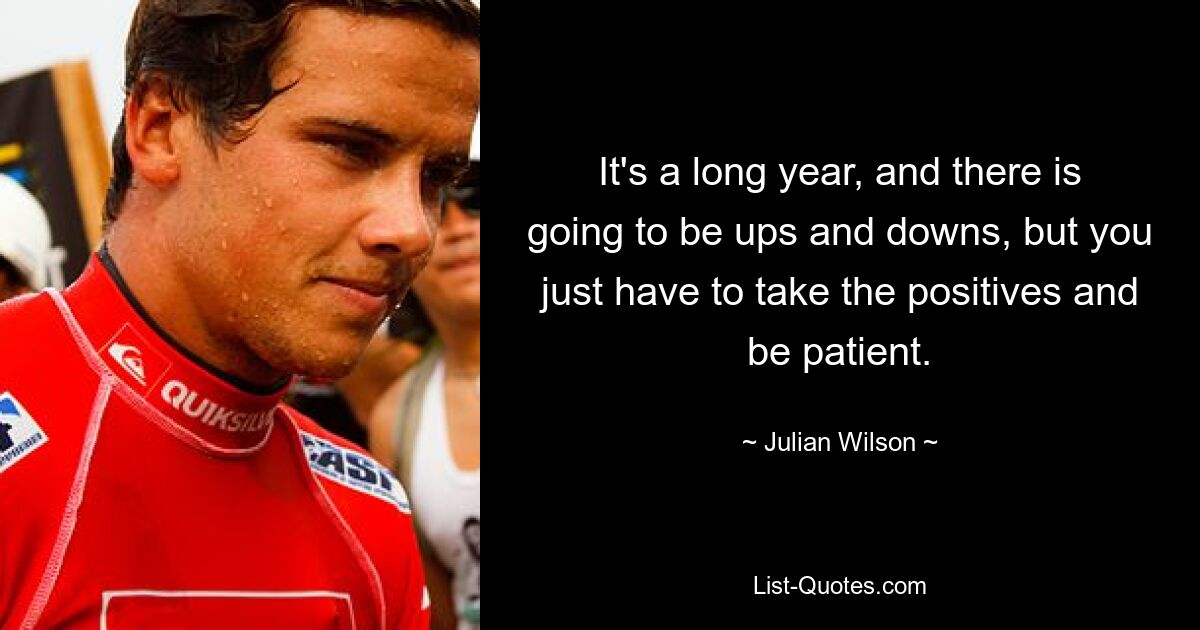 It's a long year, and there is going to be ups and downs, but you just have to take the positives and be patient. — © Julian Wilson