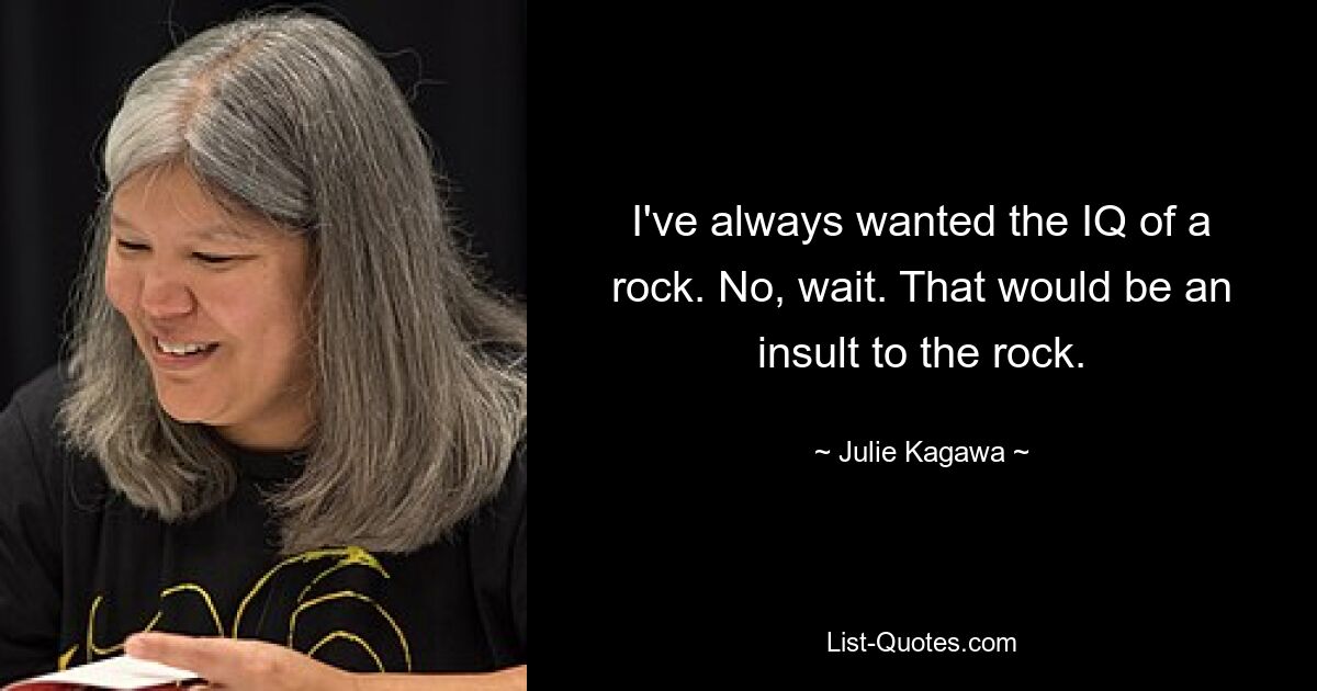 I've always wanted the IQ of a rock. No, wait. That would be an insult to the rock. — © Julie Kagawa