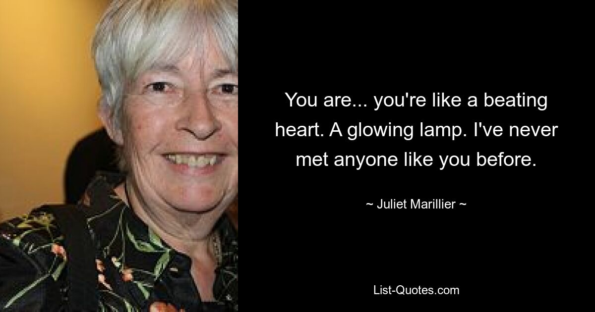 You are... you're like a beating heart. A glowing lamp. I've never met anyone like you before. — © Juliet Marillier