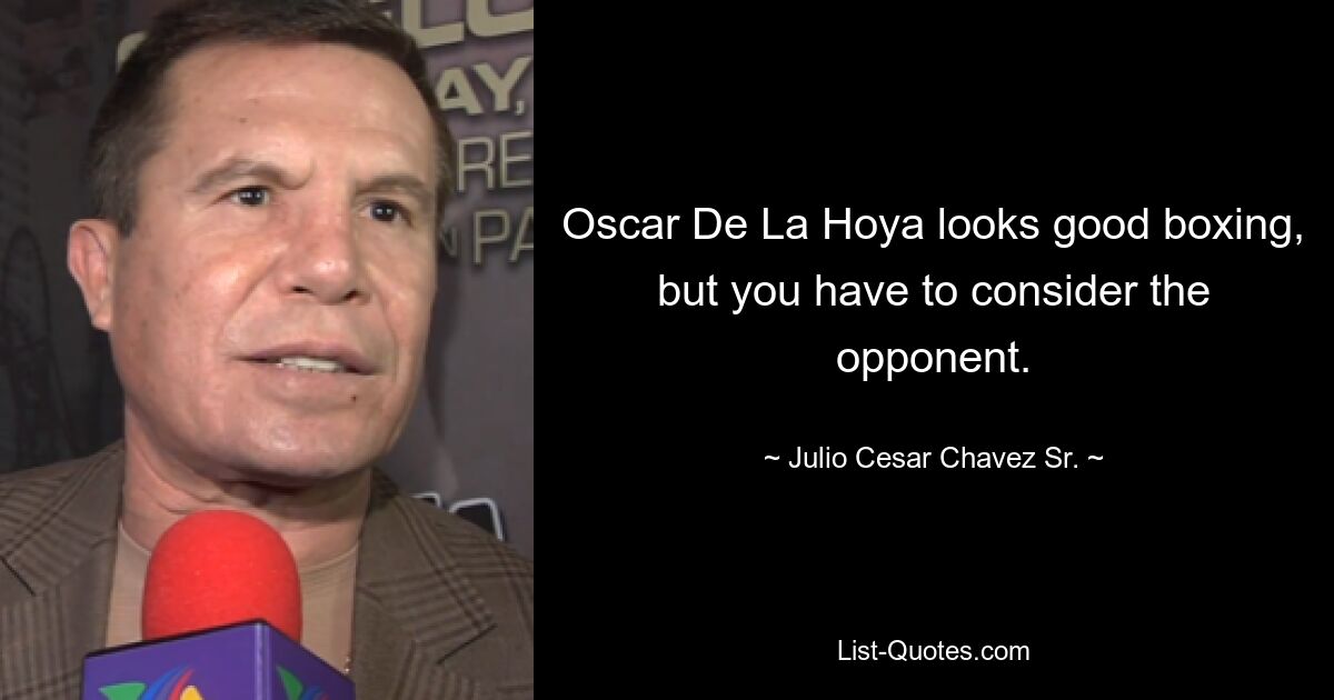 Oscar De La Hoya looks good boxing, but you have to consider the opponent. — © Julio Cesar Chavez Sr.