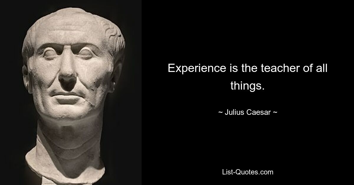 Experience is the teacher of all things. — © Julius Caesar