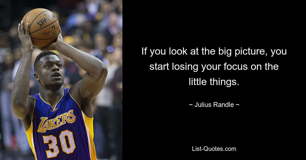 If you look at the big picture, you start losing your focus on the little things. — © Julius Randle