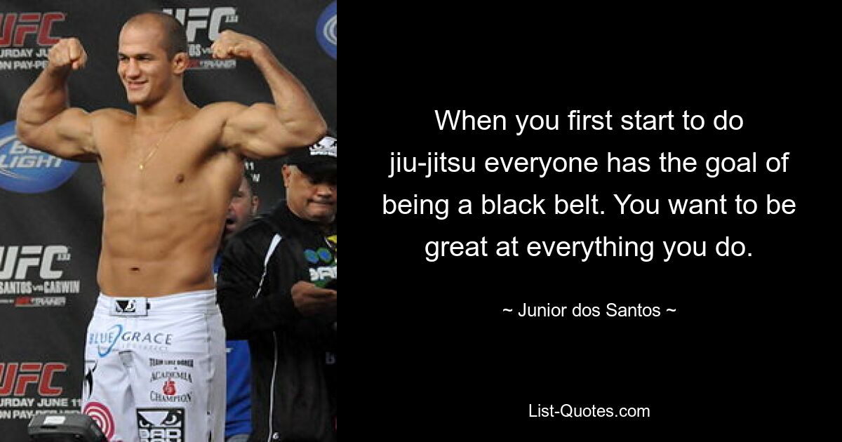 When you first start to do jiu-jitsu everyone has the goal of being a black belt. You want to be great at everything you do. — © Junior dos Santos