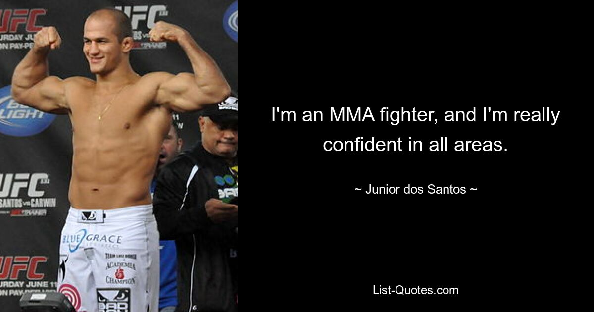 I'm an MMA fighter, and I'm really confident in all areas. — © Junior dos Santos