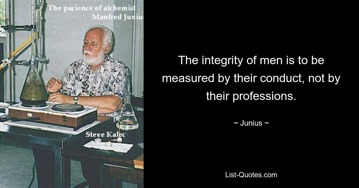 The integrity of men is to be measured by their conduct, not by their professions. — © Junius