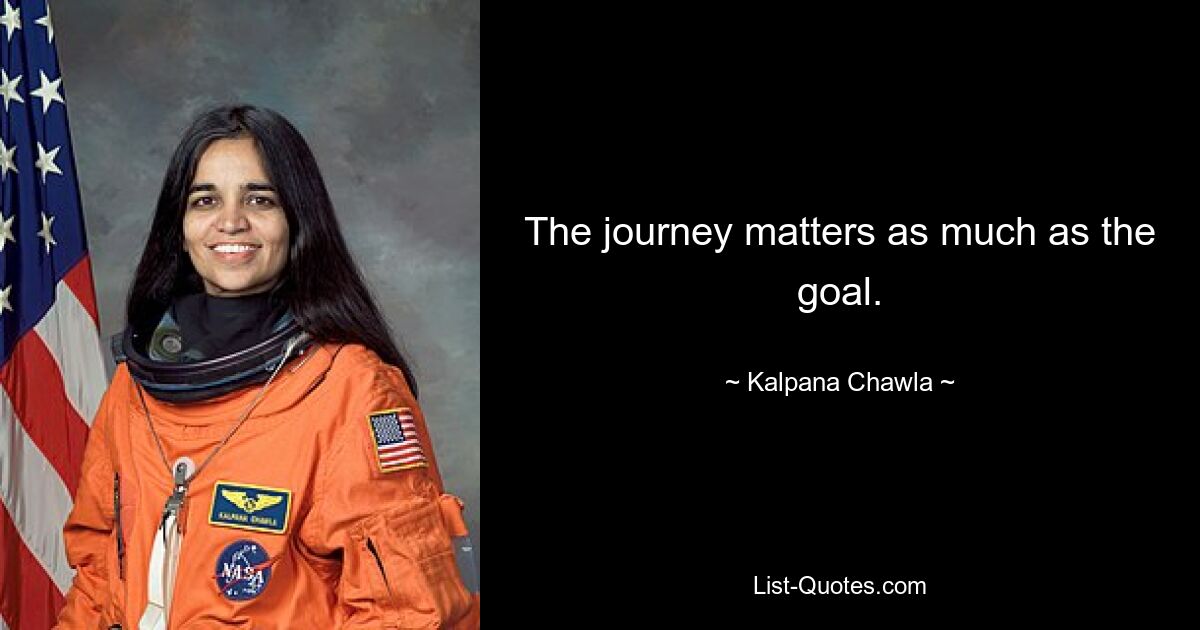 The journey matters as much as the goal. — © Kalpana Chawla