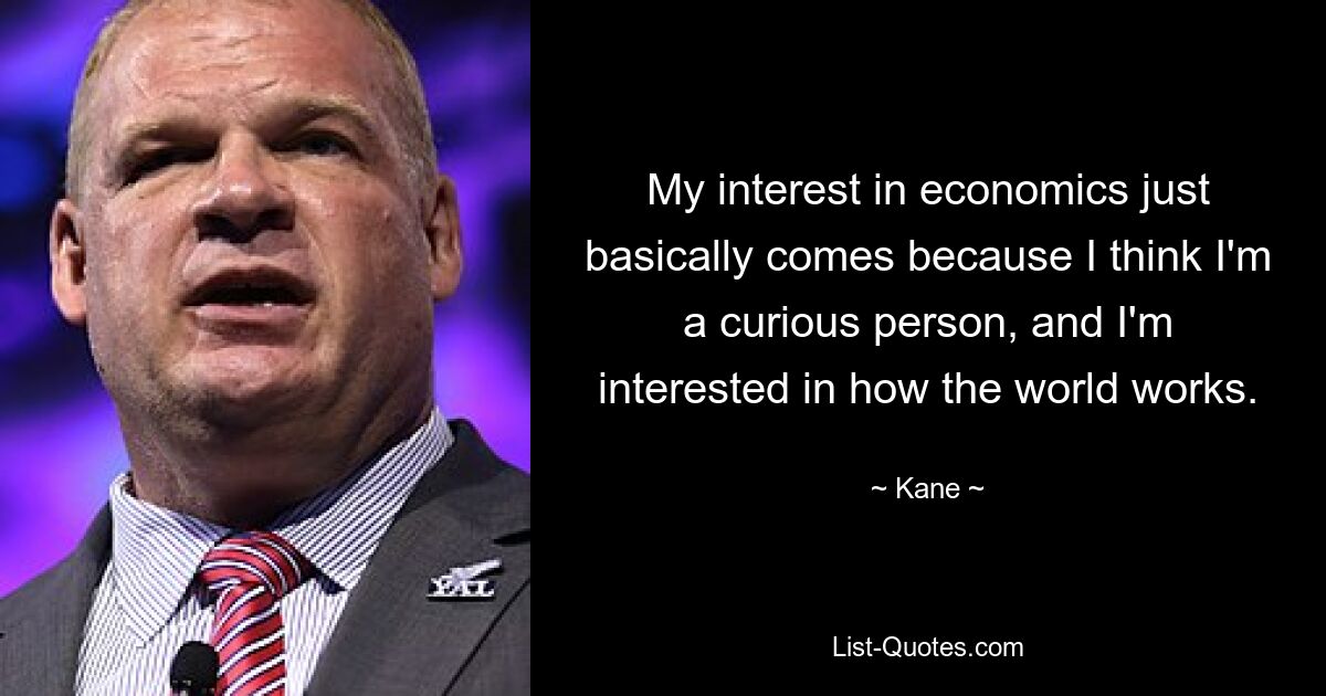 My interest in economics just basically comes because I think I'm a curious person, and I'm interested in how the world works. — © Kane