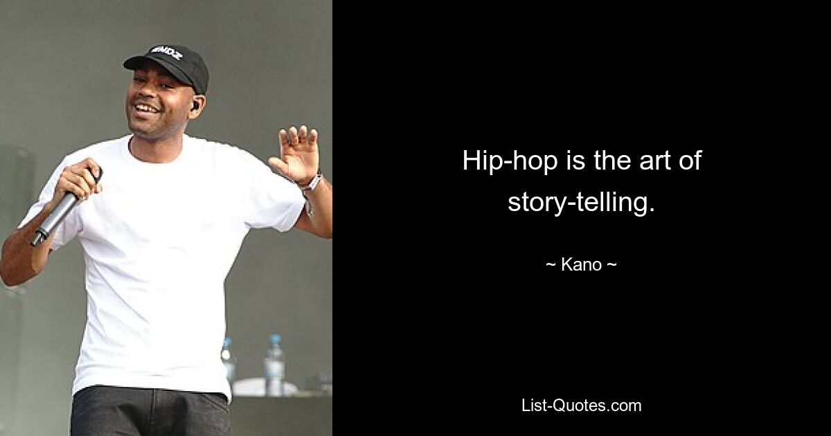 Hip-hop is the art of story-telling. — © Kano