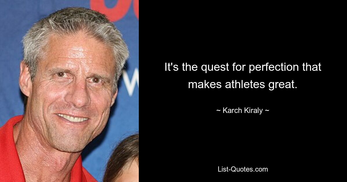 It's the quest for perfection that makes athletes great. — © Karch Kiraly