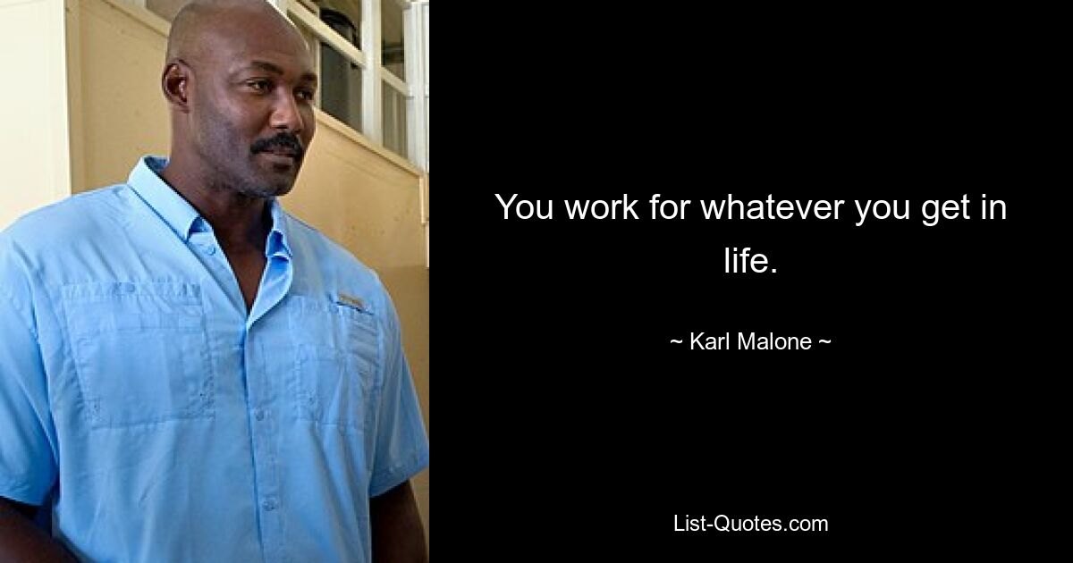 You work for whatever you get in life. — © Karl Malone