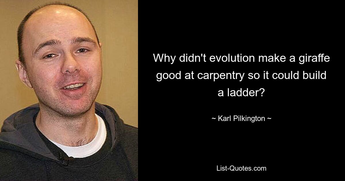 Why didn't evolution make a giraffe good at carpentry so it could build a ladder? — © Karl Pilkington