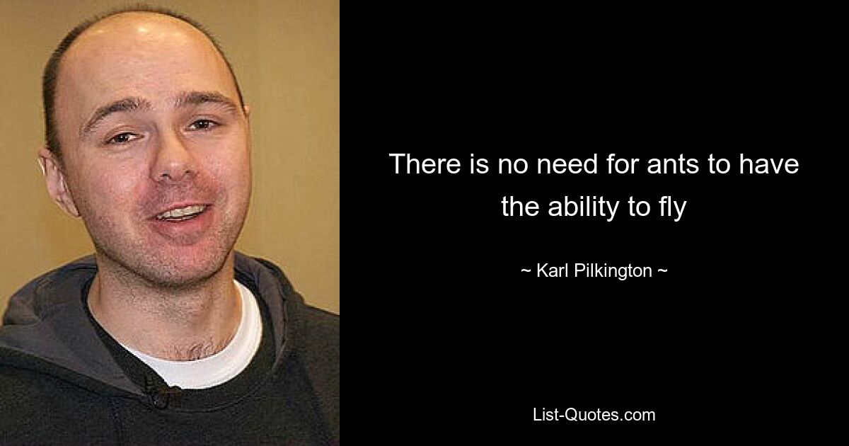 There is no need for ants to have the ability to fly — © Karl Pilkington