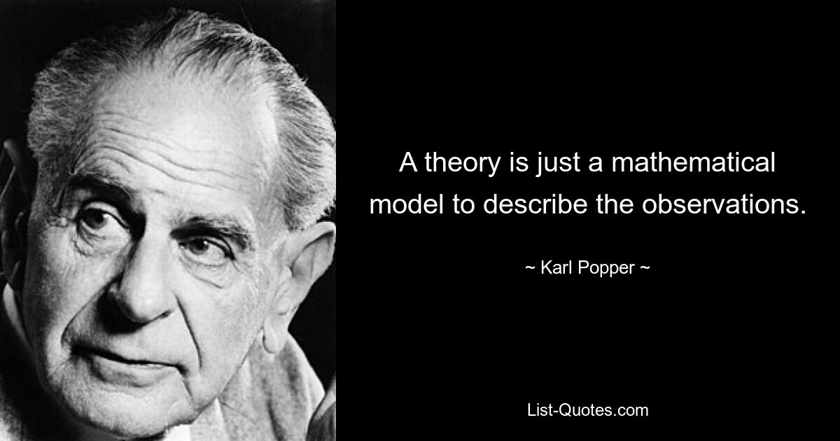 A theory is just a mathematical model to describe the observations. — © Karl Popper