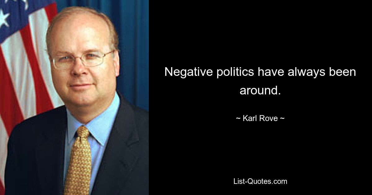 Negative politics have always been around. — © Karl Rove