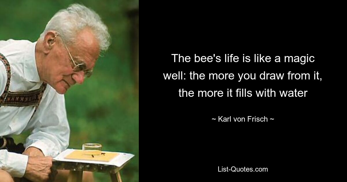 The bee's life is like a magic well: the more you draw from it, the more it fills with water — © Karl von Frisch