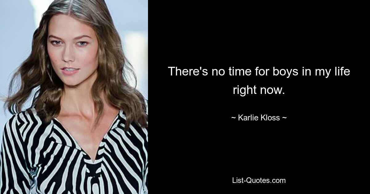 There's no time for boys in my life right now. — © Karlie Kloss