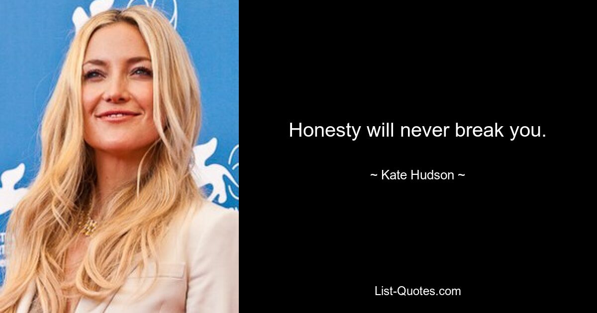 Honesty will never break you. — © Kate Hudson