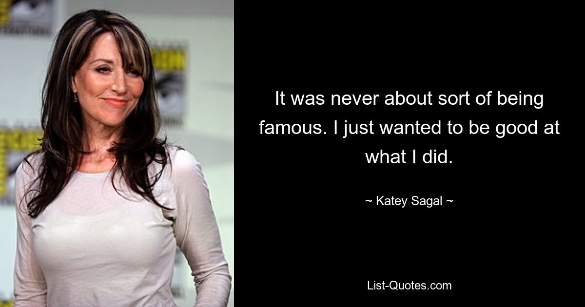 It was never about sort of being famous. I just wanted to be good at what I did. — © Katey Sagal