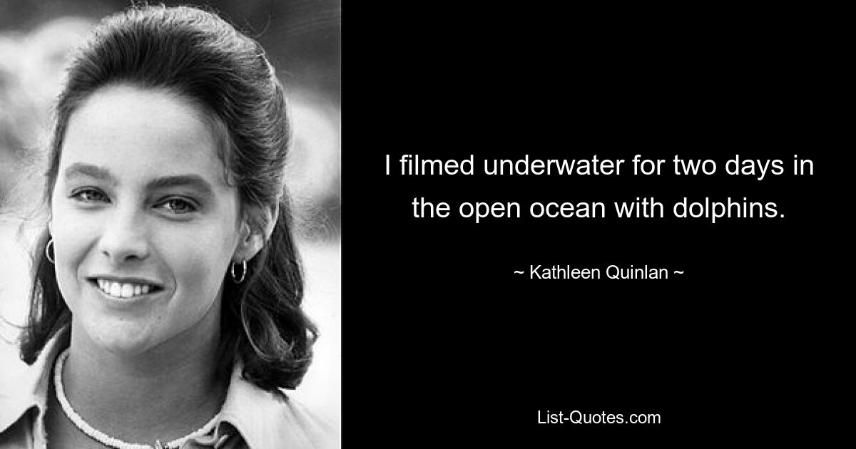 I filmed underwater for two days in the open ocean with dolphins. — © Kathleen Quinlan