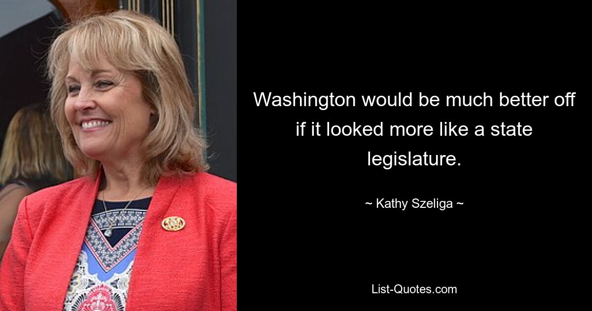 Washington would be much better off if it looked more like a state legislature. — © Kathy Szeliga