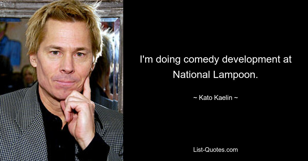 I'm doing comedy development at National Lampoon. — © Kato Kaelin