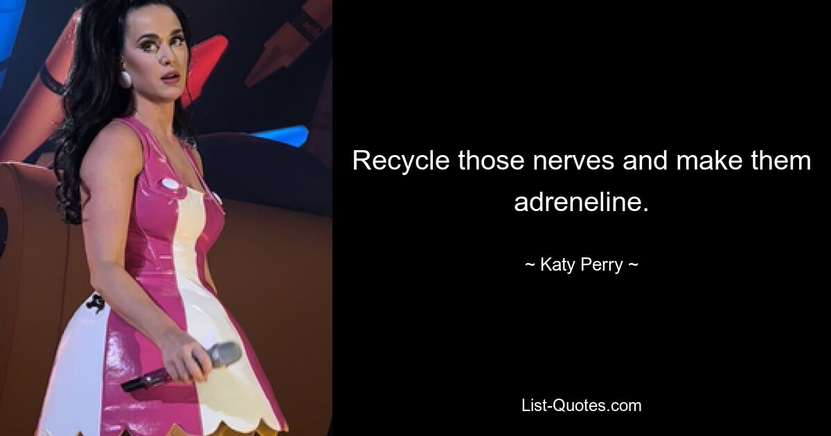 Recycle those nerves and make them adreneline. — © Katy Perry