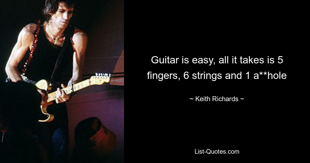 Guitar is easy, all it takes is 5 fingers, 6 strings and 1 a**hole — © Keith Richards