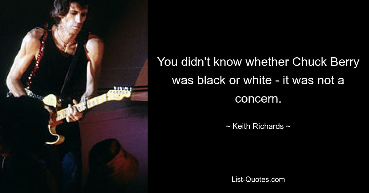 You didn't know whether Chuck Berry was black or white - it was not a concern. — © Keith Richards